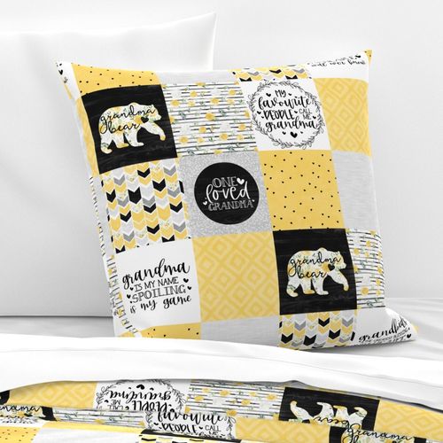 Grandma Bear//Yellow - Wholecloth Cheater Quilt 