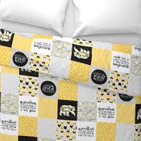 Grandma Bear//Yellow - Wholecloth Cheater Quilt 