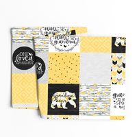 Grandma Bear//Yellow - Wholecloth Cheater Quilt - Rotated 