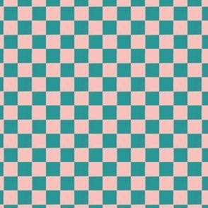 Pink and aqua checkers