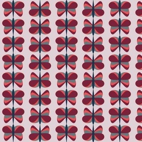 Color Drop Butterfly Moth Abstract Modern Subtle Lola DBD0D6 Wine Red 6A273B Chestnut Rose Red Coral CC5252 Slate Gray 697A7E and Navy Blue 29384C