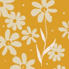 Daisy And Dot - Cream On Sienna Golden Yellow.