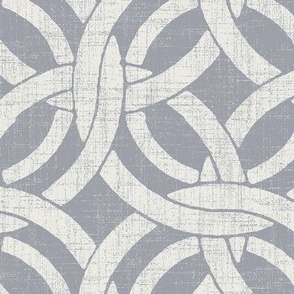 large lattice circle on gray linen