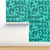 Teal and green scale-like pattern with an aquatic feel.