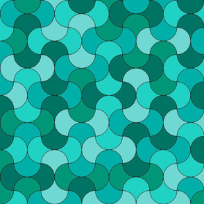 Teal and green scale-like pattern with an aquatic feel.