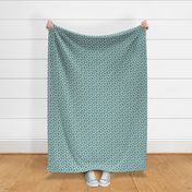 White Chalk Bunny Floral on Teal - extra-tiny
