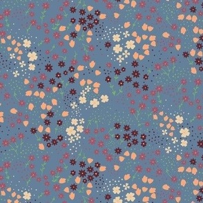 Millefleur ditsy flowers denim blue