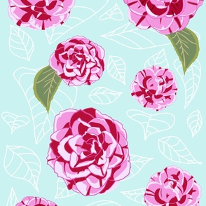 Elegant Botanical Camellia in Pink