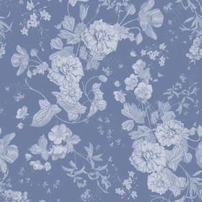 Two tone vintage blue and white flower