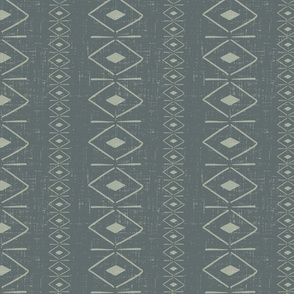 Boho Diamond Stripe - Green Monochromatic