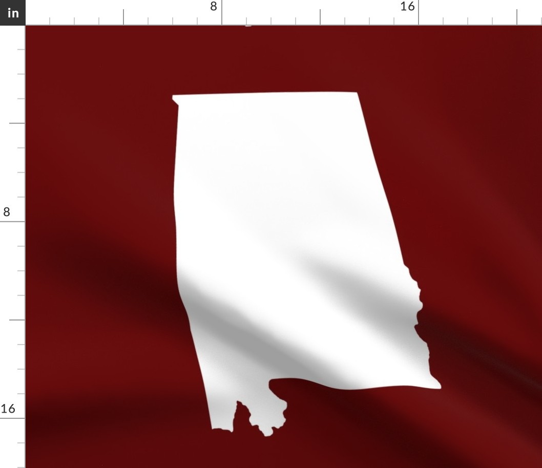 Alabama silhouette, 18x21" panel, white on maroon - ELH