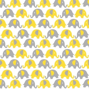 Yellow and Gray Elephants for Sheet Fabric