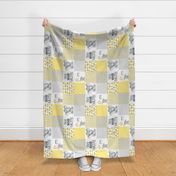 Yellow Gray Elephant Cheater Quilt