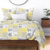 Yellow Gray Elephant Cheater Quilt