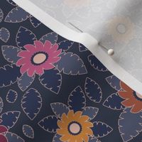367 $ - Navy blue and maroon floral - small scale for women apparel, bed linen, soft furnishings and home decor
