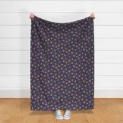 367 - Navy blue and maroon floral - large scale for women apparel, bed linen, soft furnishings and home decor