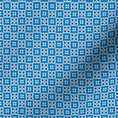 Jubilee White & Blue Geometric Squares 1 inch