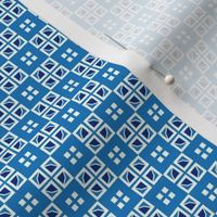 Jubilee White & Blue Geometric Squares 1 inch