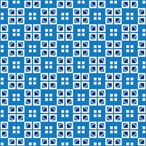Jubilee White & Blue Geometric Squares 4 inch