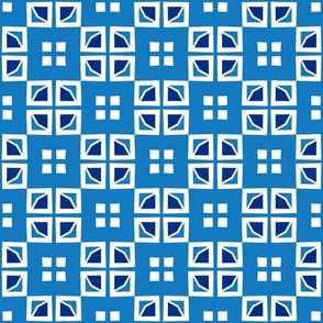 Jubilee White & Blue Geometric Squares 6 inch