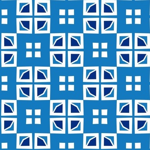 Jubilee White & Blue Geometric Squares 8 inch
