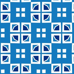 Jubilee White & Blue Geometric Squares 10 inch