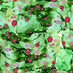 christmas holiday alcohol ink abstract holly berries