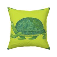 Turtle Walk on Lime Green - Large