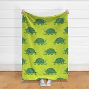 Turtle Walk on Lime Green - Large