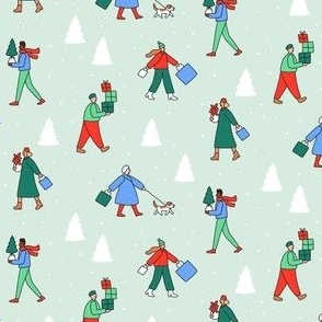 Christmas shoppers - green