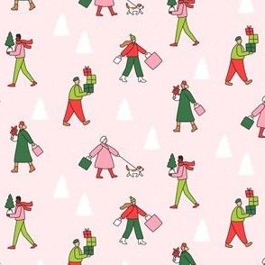 Christmas shoppers - pink
