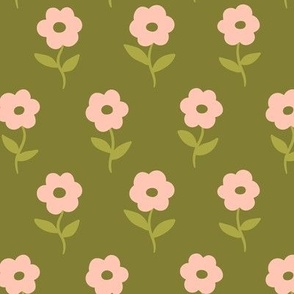 70s florals - muted green