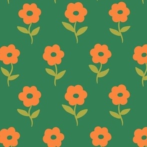 70s florals - green & orange