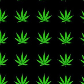 Black Repeating Pot Pattern, Marijuana Leaves, 420 - Medium 