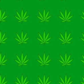 Green Repeating Pot Pattern, Marijuana Leaves, 420 - Medium 