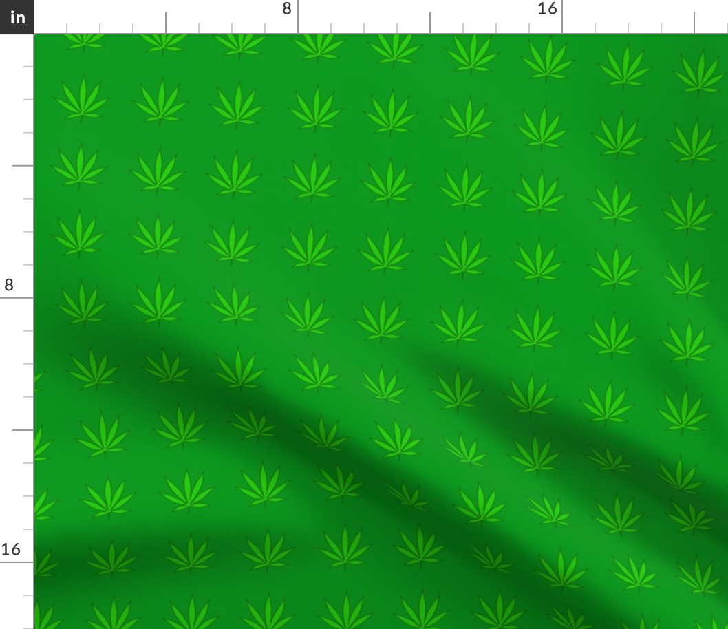 Green Repeating Pot Pattern, Marijuana Leaves, 420 - Medium 