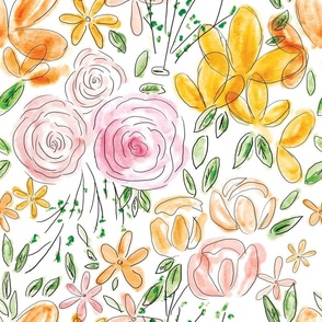 Watercolor Spring Floral JUMBO