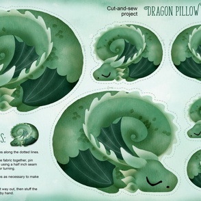 Sleeping dragon pillow family green - minky yard 