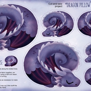Sleeping dragon pillow family purple - minky yard