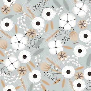 dried flowers on grey - large