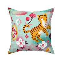 Happy Tigers glowing lanterns // mint // large scale