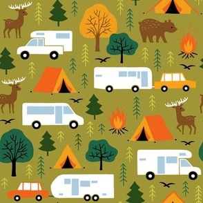 Camping in nature olive green