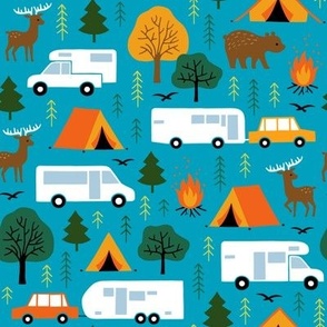 Camping in nature blue