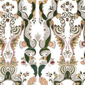 Indian Chintz Pink Green Gold