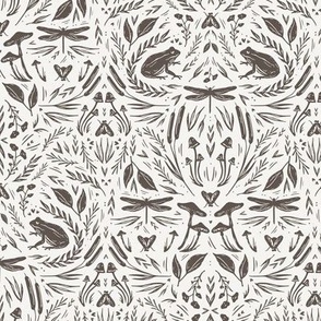 Scandi Amphibians in Brown for Wallpaper & Fabric