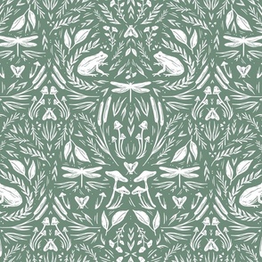 Scandi Amphibians in Green & White for Wallpaper & Fabric