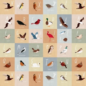 An Alphabet of Birds Cheater Quilt Handwriting 3in squares