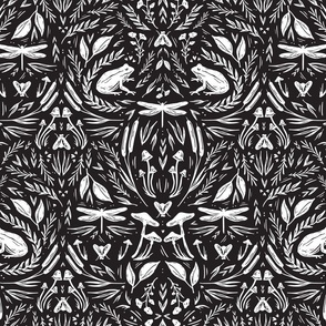 Scandi Amphibians in Black & White for Wallpaper & Fabric