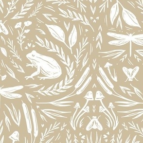 Scandi Amphibians in Gold for Wallpaper & Fabric