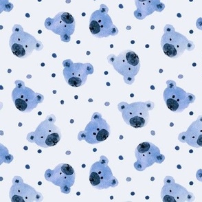 Denim blue baby teddies - watercolor teddy bears pattern for modern cute nursery a842-3